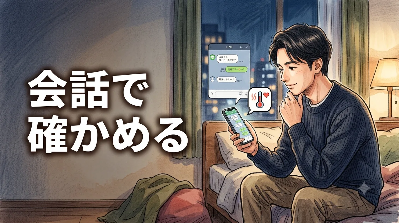 メッセージのやり取りから相手の温度を読む様子